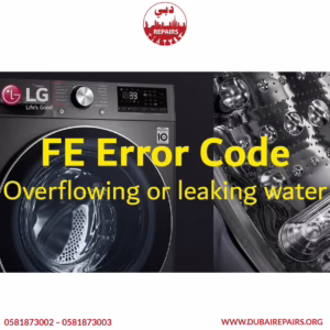LG washer showing FE error code on display