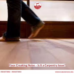 Carpenter inspecting subfloor and joists for creaking noise