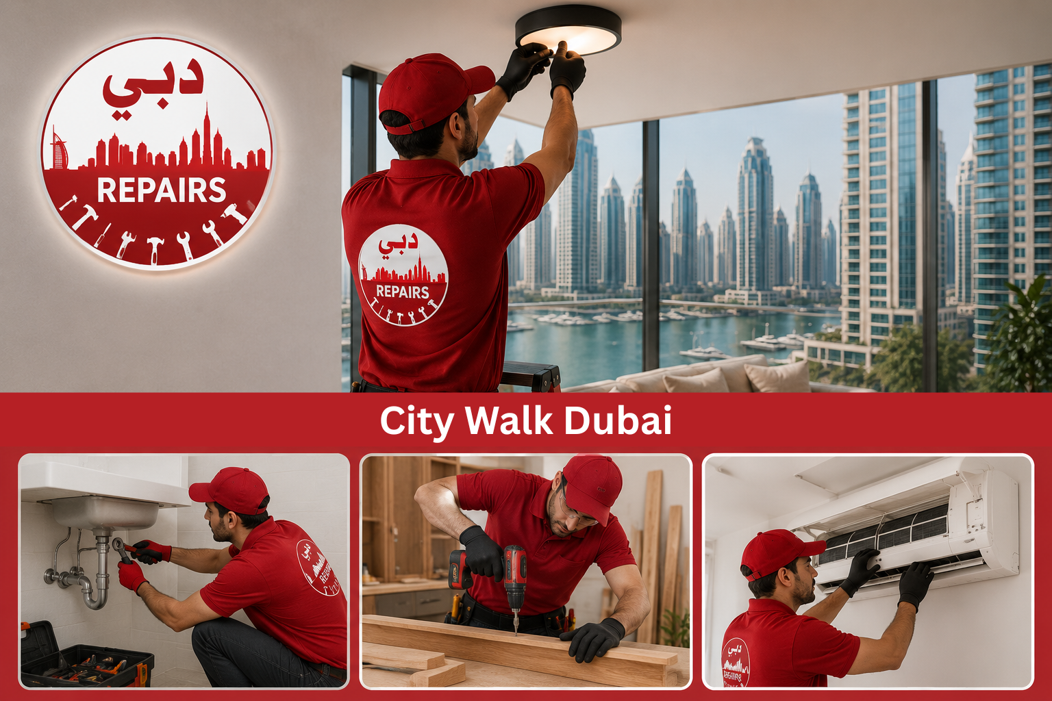 Technician executing on-site maintenance in a modern City Walk apartment